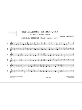 Intonations Rythmiques - 1er cahier - DANDELOT